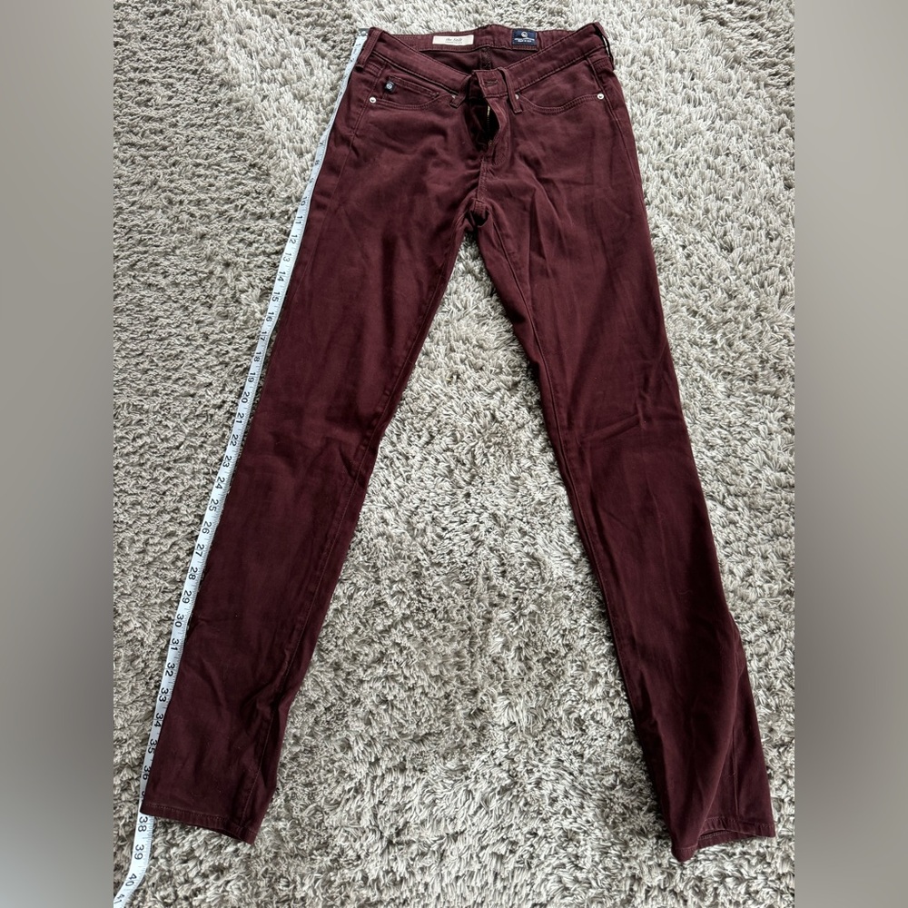 AG, the stilt, cigarette leg, burgundy, stretch, jeans 24R